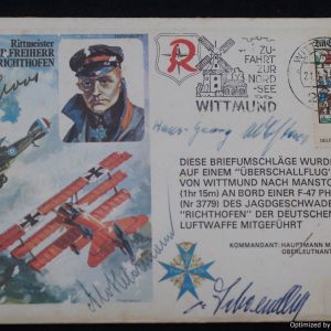 SMGL-140 WW1 pilot Signed comemorative Envelope 5 famous signatures!
