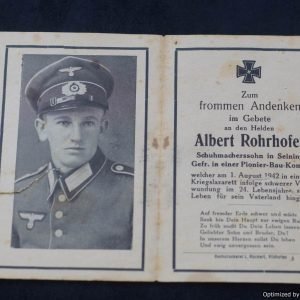 SMGL-277 Heer Death Card Albert Rohrhofer *SOLD