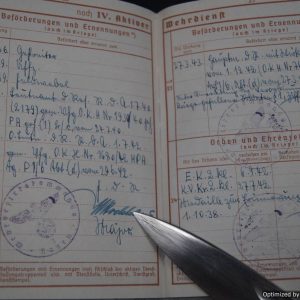 SMGL-2145  Wehrpass & Paper work lot for well Decorated  Soldier Walter Gockel Panzer Grenadier Regiment 129 *SOLD