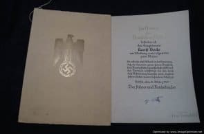 Promotion to Major Signed by von Brauchitsch
