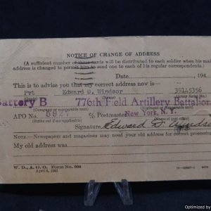 SMGL-2190 US War Department Address change card *SOLD