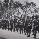 her marching postcard