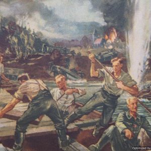 SMGL-2221 River Crossing under fire Postcard "pioniere"