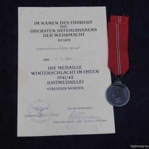 SMGL-2405  Marked OST Medal with award document *SOLD