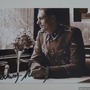 SMGP-853  Rochus Misch Signed photo 4x6 (Hitlers body guard)