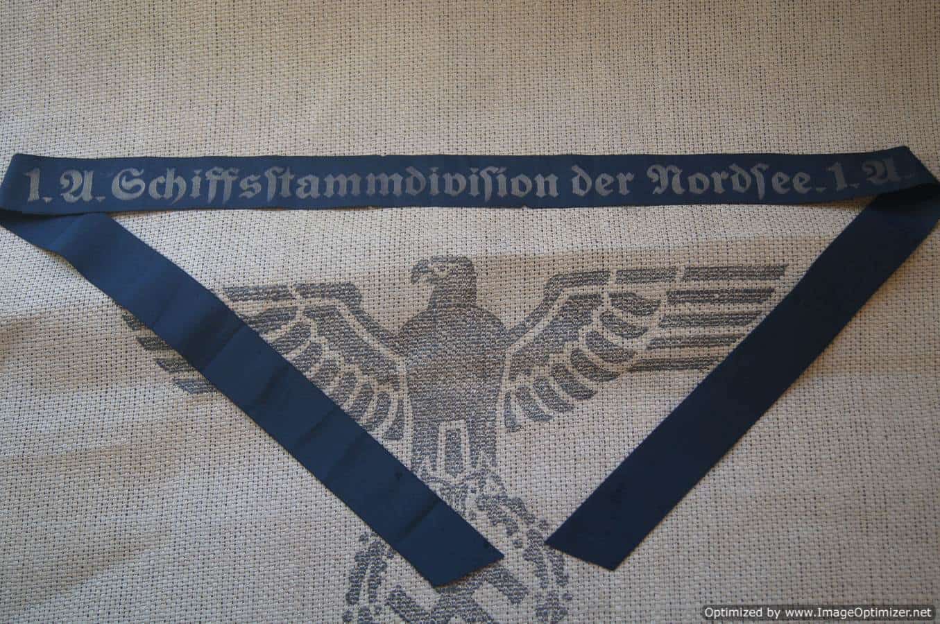 Kreigsmarine Cap Tally 1. U. Schiffsstammdivision der Nordsee. 1. U.