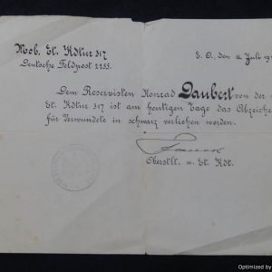 SMGP-1348 Hindenburg Cross award document *SOLD