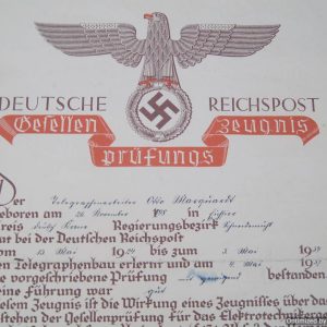 Deutsche Reichspost Certificate