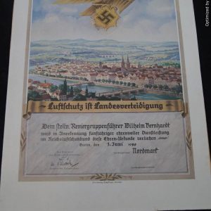 SMGP-1360 Luftschutz Air Defense Certificate *SOLD