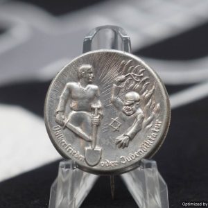 SMGL-2755 Volkerfrieden oder Judendiktatur Jewish Propaganda pin *SOLD