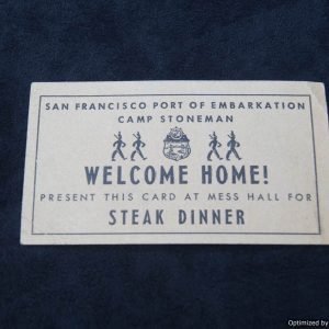 SMGP-1400 Welcome home Steak Dinner Coupon *SOLD