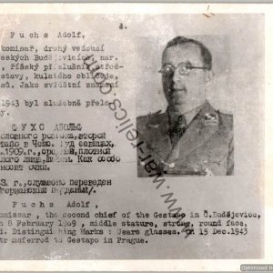 SMGL-24682 Czechoslovakian SS Gestapo (Sipo-SD) allied "wanted" Card Adolf Fuchs *SOLD