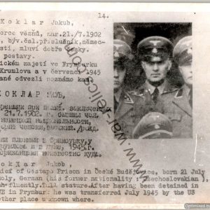 SMGL-24690 Czechoslovakian SS Gestapo (Sipo-SD) allied "wanted" Card Jakob Koklar