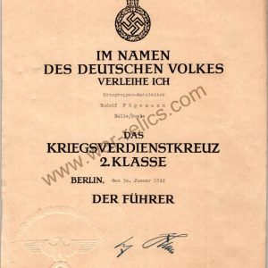 SMGL-24818 NSDAP Official congratulatory Letter and War Merit Award Document *SOLD