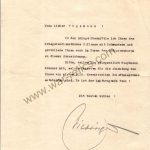 Congratulatory Letter regarding the award of War merit cross with swords