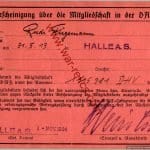 Early DAF Membership card City of Halle Rudi Furgemann
