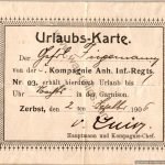WW1 German Holiday passes set of 3 to Rudolf Fugemann