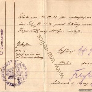 1918 German Military note/order