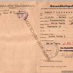 1946 German Health pass Rudolf Fugemann
