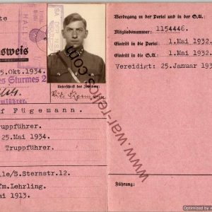 SA Ausweis Rudolf Furgemann