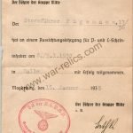 1938 SA Orientation Certificate for Fugemann