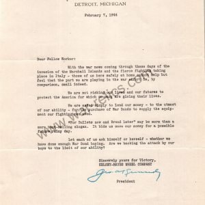 Kelsey-Hayes Wheel Co. Memo Re: War Bonds