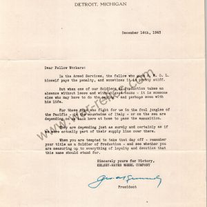 Kelsey-Hayes Wheel Co. Memo Re: AWOL