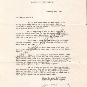 Kelsey-Hayes Wheel Co. Memo