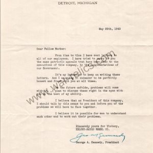 Kelsey-Hayes Wheel Co. Memo Re: Working out problems