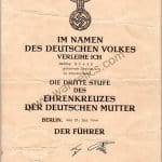 Mothers Cross in Bronze Award Document
