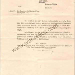 SMGL-2545 Passage of exam for business assistant 1941 Johanna Uhrig