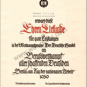 Hitler youth Honorary Sports Certificate