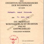 SMGL-2809 Award Document Ost Medal (eastern front)