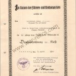 SMGL-2849 12 year Service Award signed by Knights cross Winning general of the 19th Army George Von Sodenstern