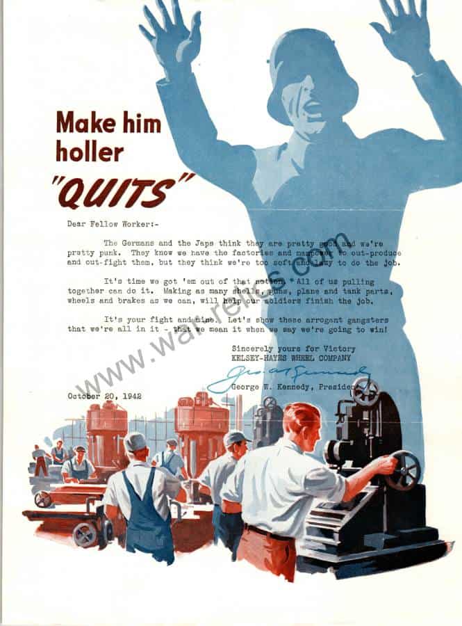 SMGL-2914 Kelsey-Hayes Wheel Company Propaganda Memo "Quits"