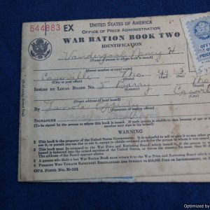 SMGQ-0027 US War Ration Book #544883