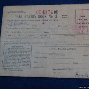 SMGQ-0026 US War Ration Book #854374