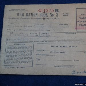 US War Ration Book