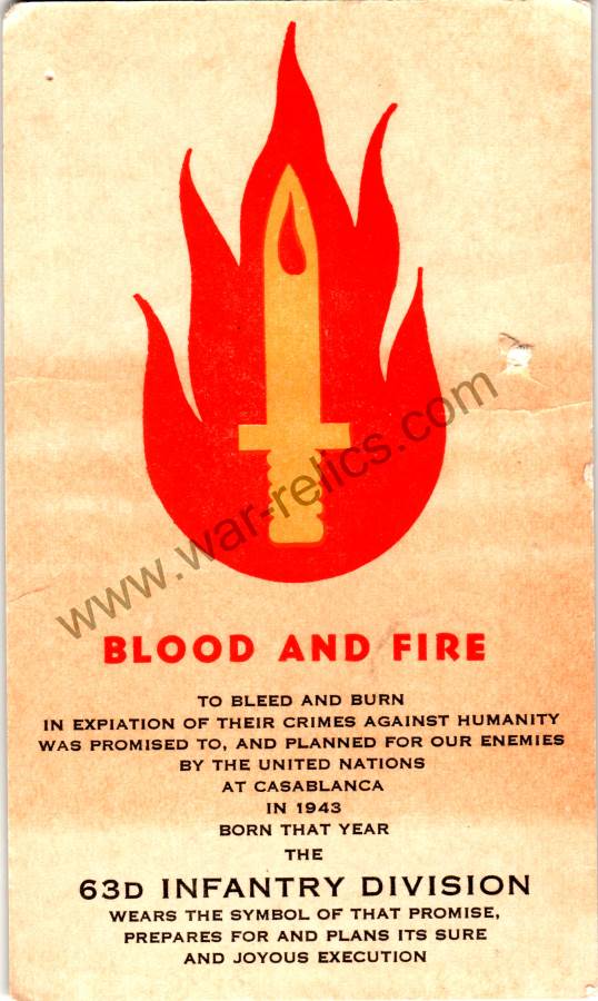 SMGQ-0143 Blood and Fire 63D Infantry Post card