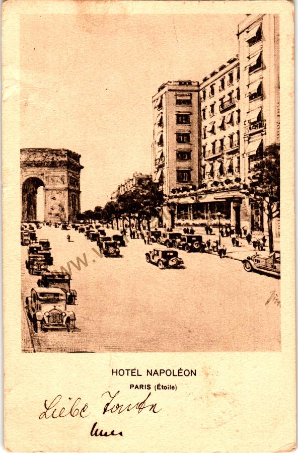 SMGQ-0145 1934 Dated Hotel Napoleon Paris Post Card