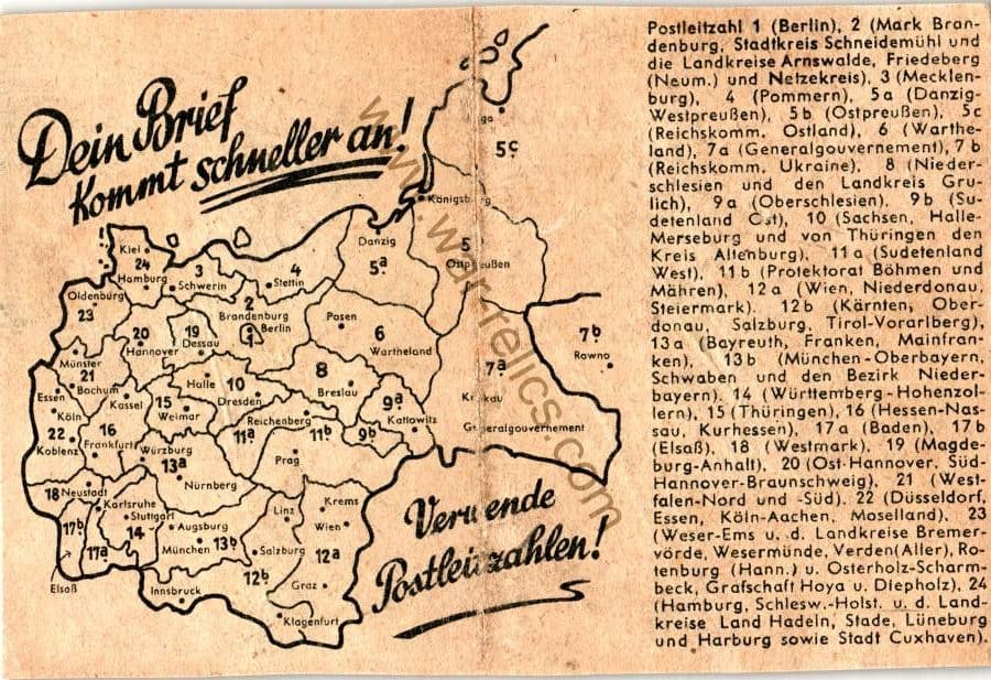 SMGQ-0153 German Postal code Postcard