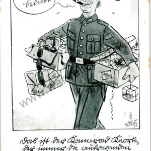 SMGQ-0156 German Soldier w/ packages Postcard