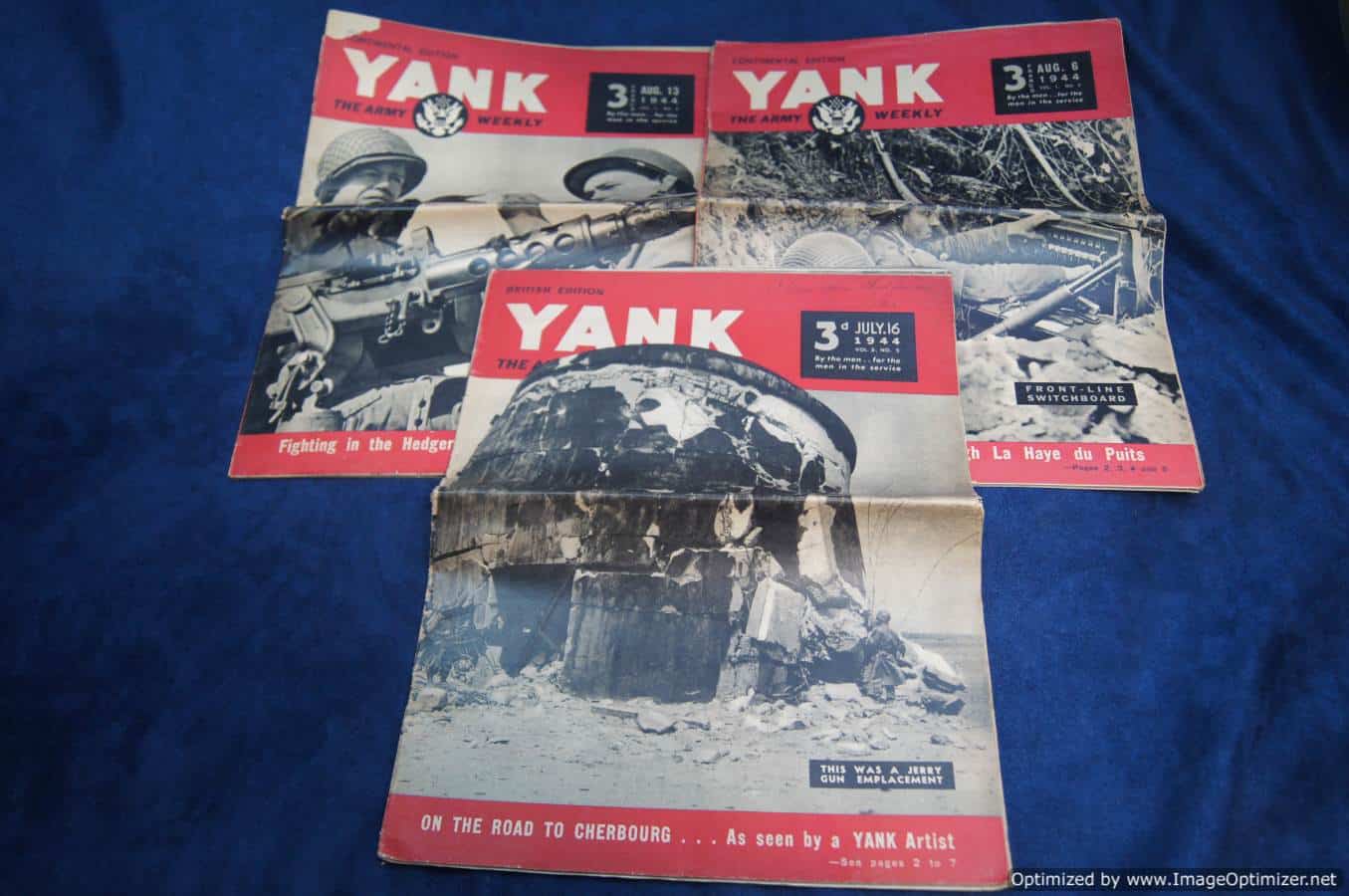 SMGQ-0297 YANK The Army Weekly 3 pc Magazine lot