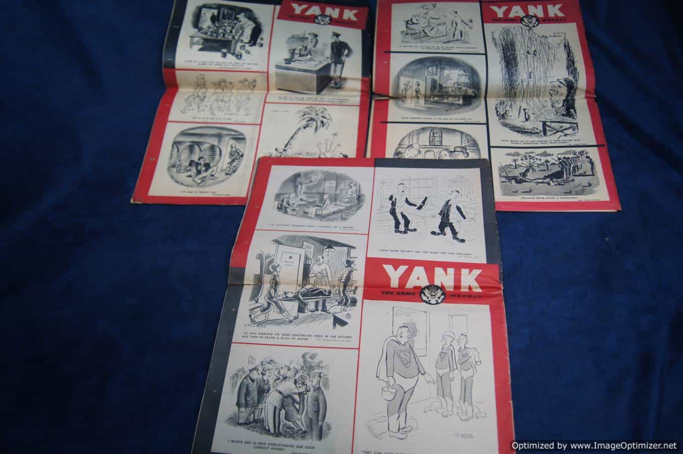 SMGQ-0297 YANK The Army Weekly 3 pc Magazine lot