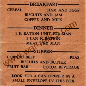 SMGQ-0337 US WW2 Ration "Menus"