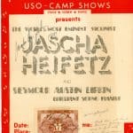 Jascha Heifetz Double Autograph 1940 dated USO Flyer