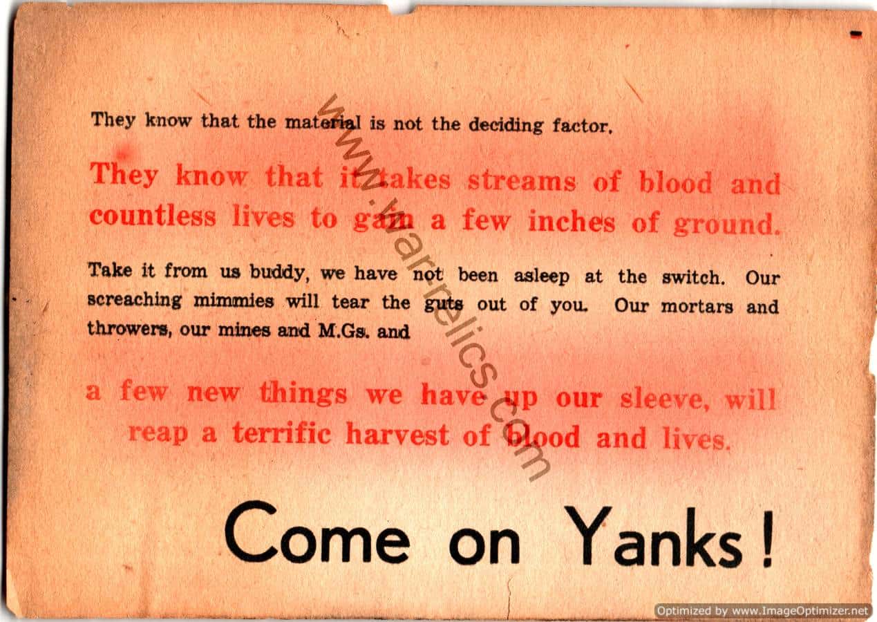 Come on Yanks!"