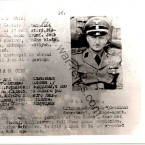 Czechoslovakian SS Gestapo (Sipo-SD) allied “wanted” Card Otto Mai