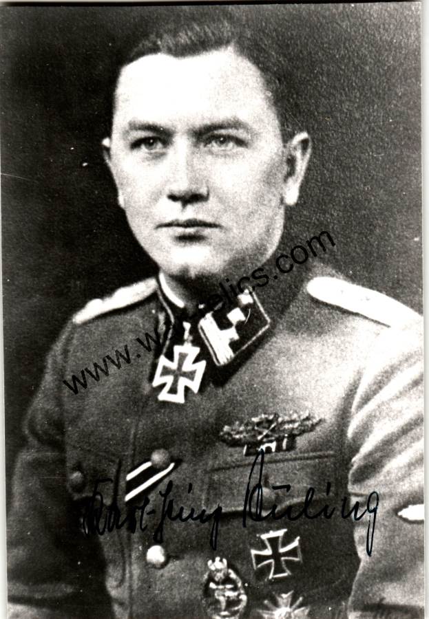 Karl Heinz Euling Knights Cross winner signature x2 w/ letter