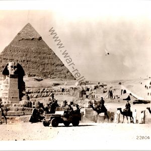 Official 8x10 US Airmen on camels pass the sphinx in Cairo Egypt